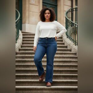 Lane Bryant SZ 24P Hi Rise Boot Cut Flex Waistband Med Wash Tight Tummy Jeans